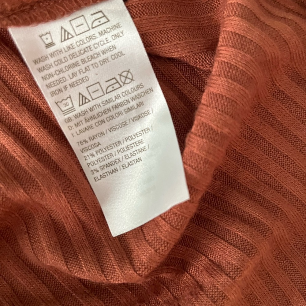AnyBody Rust Long Sleeve cowl neck Ribbed Dress-Size XL - Picture 10 of 16